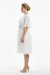 Witte Plus‑Size Midi Jurk Van Glittertule Met Stenen In De Taille