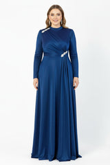Avondjurk In Royalblauw Voor Grote Maten Met Taille - En Schouderdetails