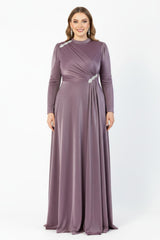 Avondjurk In Grote Maat Met Taille - En Schouderdetails — Poederroze