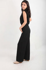 Schwarze Wide‑Leg‑Hose Mit Silbernen Ziersteinen