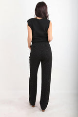 Schwarze Wide‑Leg‑Hose Mit Silbernen Ziersteinen