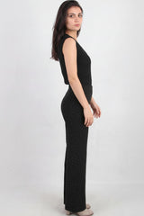 Schwarze Wide‑Leg‑Hose Mit Silbernen Ziersteinen