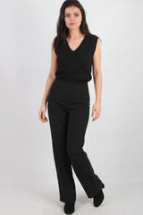 Schwarze Wide‑Leg‑Hose Mit Silbernen Ziersteinen