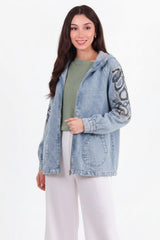 Losse Denimjas Met Borduursels En Pailletten