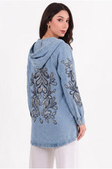 Losse Denimjas Met Borduursels En Pailletten