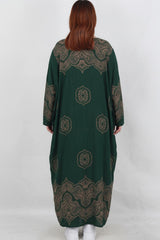 Gemustertes Webkleid – Grün, Große Größe