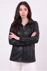 Veste Ajustée En Simili Cuir À Capuche — Noir