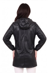 Veste Ajustée En Simili Cuir À Capuche — Noir