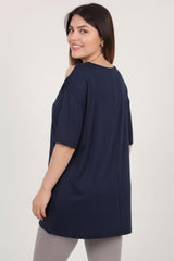 Bluse Mit Schnallen - Detail — Marineblau (Große Größen)