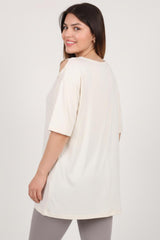 Ecru Blouse Met Gespdetail – Grote Maten