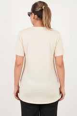 Große Größen Bluse Mit U - Boot - Ausschnitt Und Mini - Silbersteinen — Off - White