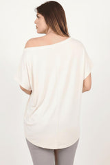 Ecru Oversize - Bluse Mit Überschnittener Schulter – Große Größen