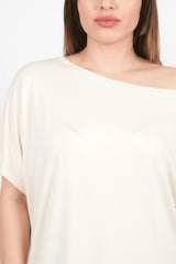 Ecru Oversize - Bluse Mit Überschnittener Schulter – Große Größen