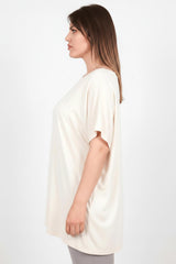 Ecru Oversize - Bluse Mit Überschnittener Schulter – Große Größen