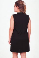 Plus - Size Ottoman - Vest Met Rits En Steendetails - Zwart