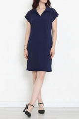 Kleid Mit Kragen – Marineblau