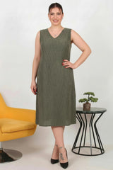 Viscosejurk In Grote Maten Met Kruisdetail Op De Rug – Khaki