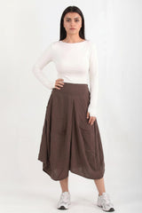Tencel Ballonbroek Met Elastische Achterkant — Bruin