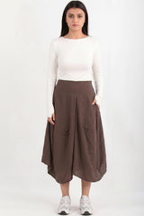Tencel Ballonbroek Met Elastische Achterkant — Bruin