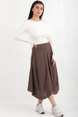 Tencel Ballonbroek Met Elastische Achterkant — Bruin