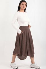 Tencel Ballonbroek Met Elastische Achterkant — Bruin