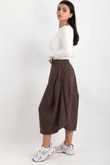Tencel Ballonbroek Met Elastische Achterkant — Bruin