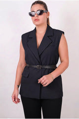 Gilet Met Ceintuur In Donkerblauw