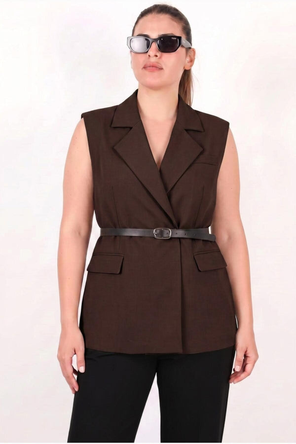 Bruin Gilet Met Riem