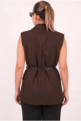 Bruin Gilet Met Riem