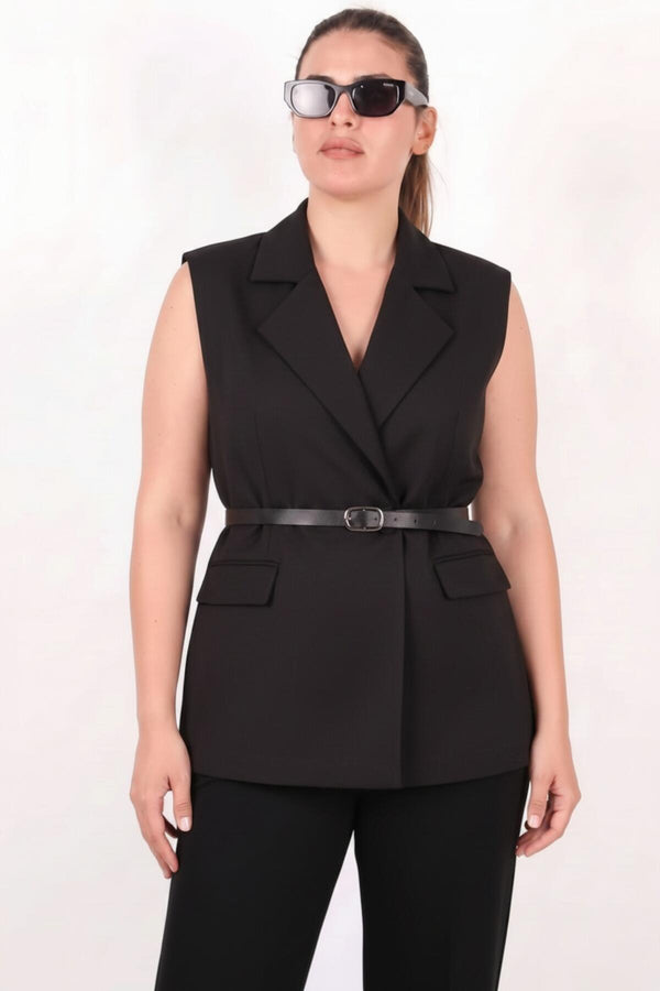 Gilet Met Ceintuur — Zwart