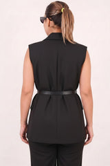 Gilet Met Ceintuur — Zwart