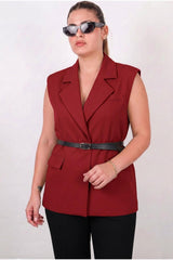 Gilet Met Ceintuur — Bordeaux