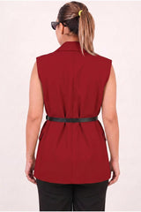 Gilet Met Ceintuur — Bordeaux