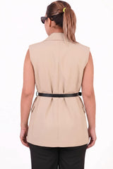 Beige Gilet Met Riem