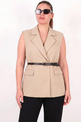 Beige Gilet Met Riem