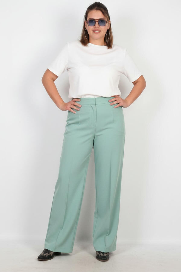 Plus - Size Wide - Leg Broek – Mint