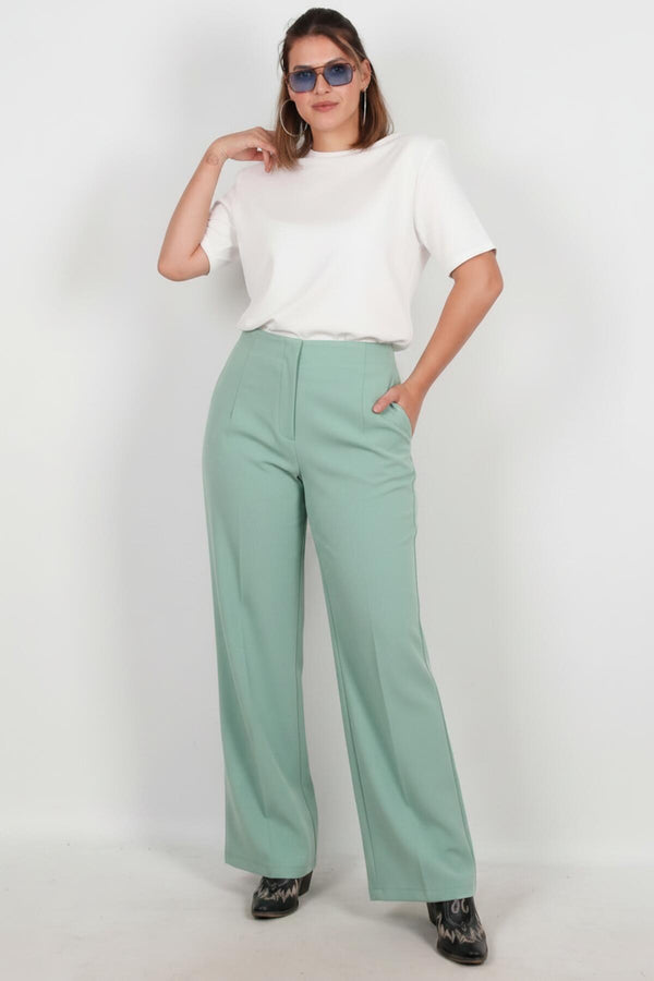 Plus - Size Wide - Leg Broek – Mint