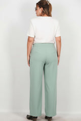 Plus - Size Wide - Leg Broek – Mint