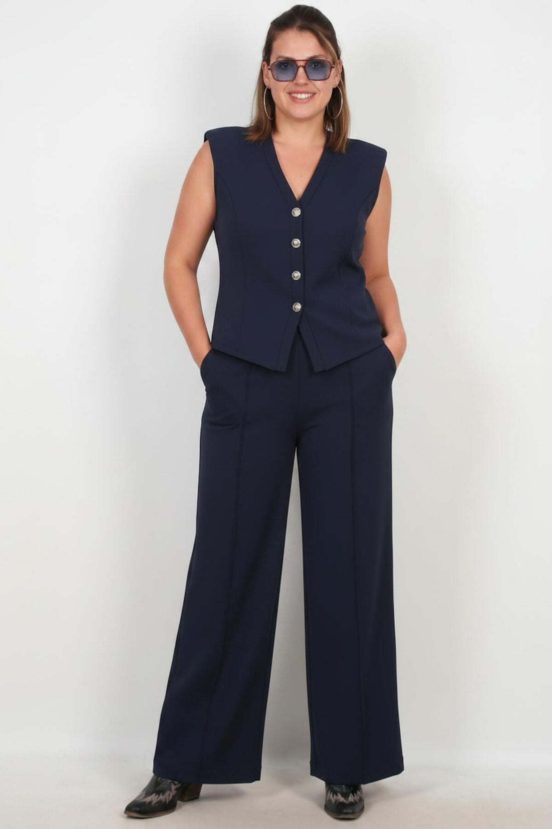 Plus - Size Giletset In Marine