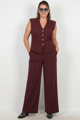 Bordeaux Gilet‑Set — Grote Maten