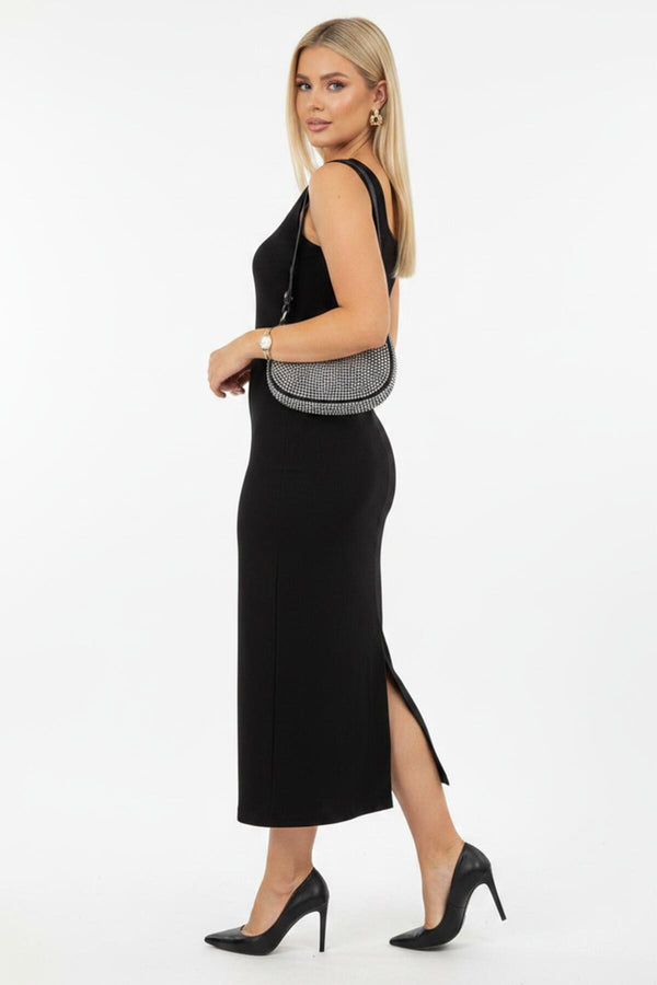 Plus‑Size Mouwloze Jurk Met Vierkante Hals — Zwart