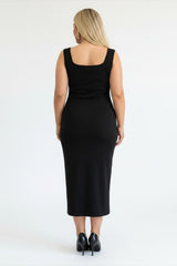 Plus‑Size Mouwloze Jurk Met Vierkante Hals — Zwart