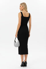 Plus‑Size Mouwloze Jurk Met Vierkante Hals — Zwart