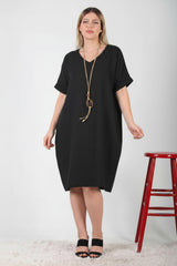 Jurk Met Ketting, Grote Maten — Zwart