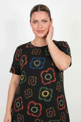 Gemustertes Kurzarmkleid In Großen Größen