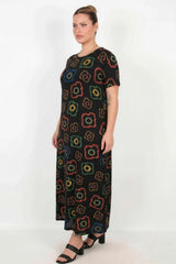 Gemustertes Kurzarmkleid In Großen Größen