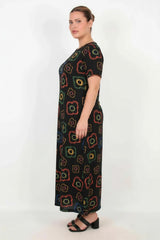 Gemustertes Kurzarmkleid In Großen Größen