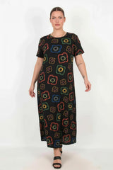Gemustertes Kurzarmkleid In Großen Größen