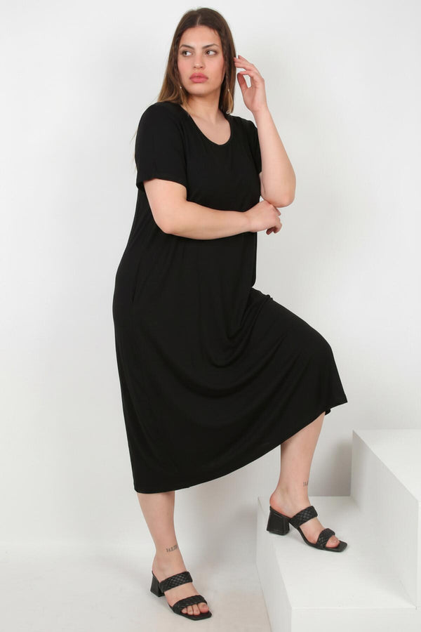 Oversized Jurk Met Zijzakken – Zwart