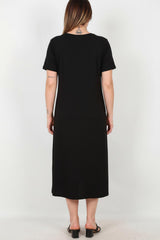 Oversized Jurk Met Zijzakken – Zwart